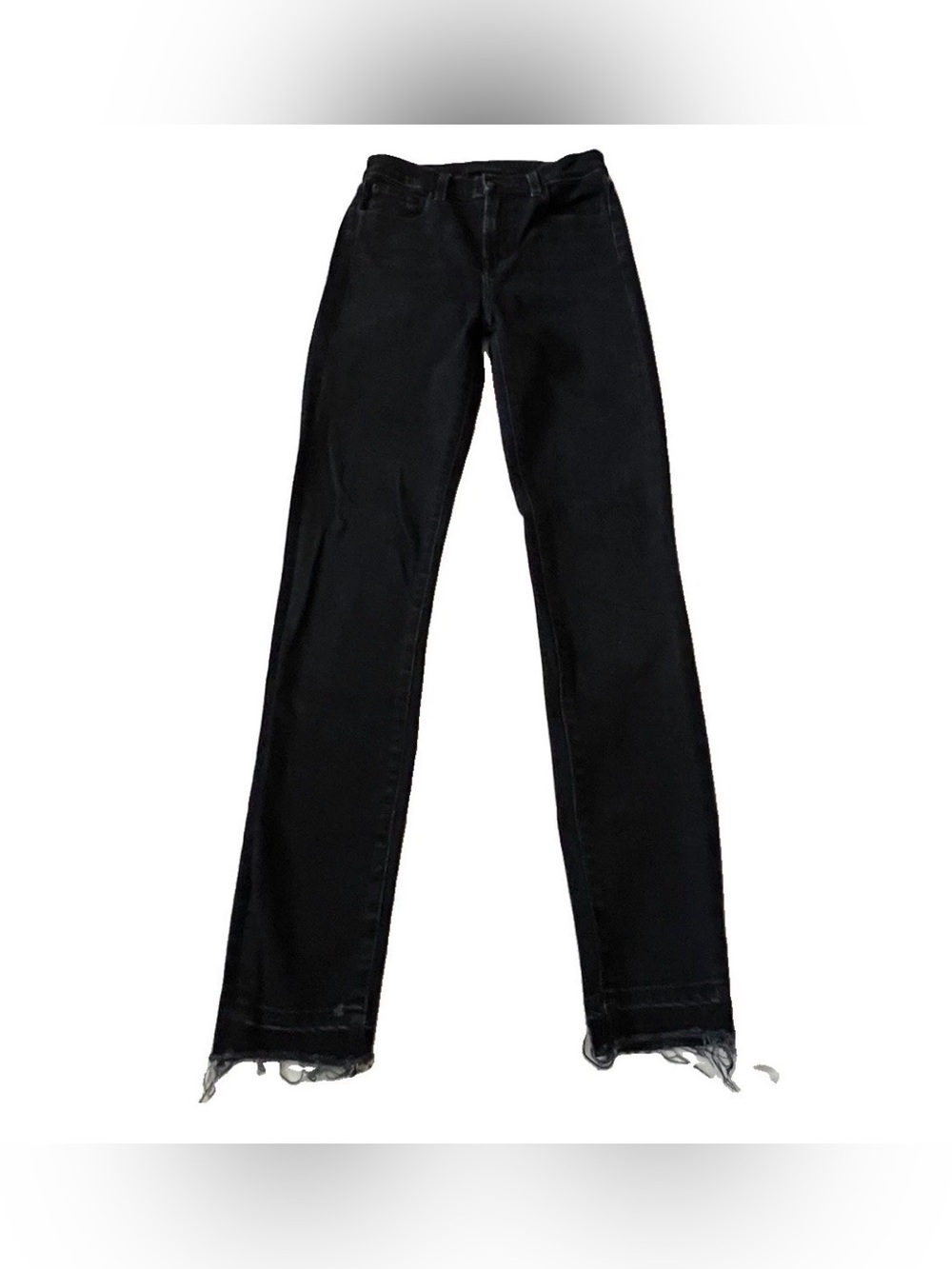 J Brand High Rise Skinny Dark Indigo Blue Jeans Leenah Womens Sz 24 Fray Raw Hem